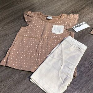 Three Likes sand polka dot Toddler Set . NEW